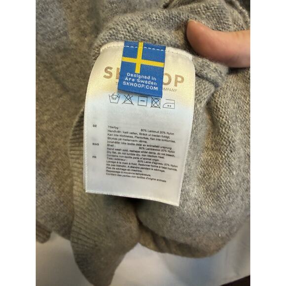 Skhoop | Lambswool Swedish Tunic Sweater Dress Fair isle Gray Black -Size Large - Picture 3 of 6